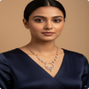 Rose Gold American Diamond Necklace Set – Elegant Circular Design with Earrings