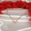 Rose Gold American Diamond Necklace Set – Elegant Circular Design with Earrings