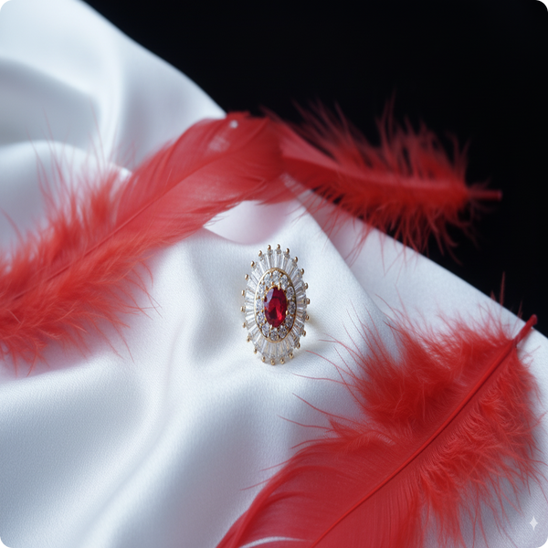 Combo of 2 | Elegant Designer Ring for Women | Red & White Gold Rings Set
