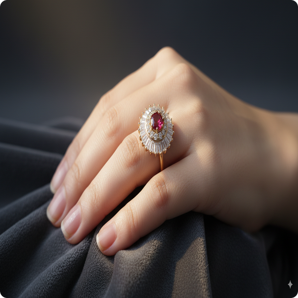 Combo of 2 | Elegant Designer Ring for Women | Red & White Gold Rings Set
