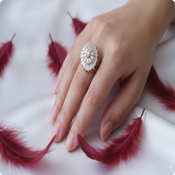 Combo of 2 | Elegant Designer Ring for Women | Red & White Gold Rings Set