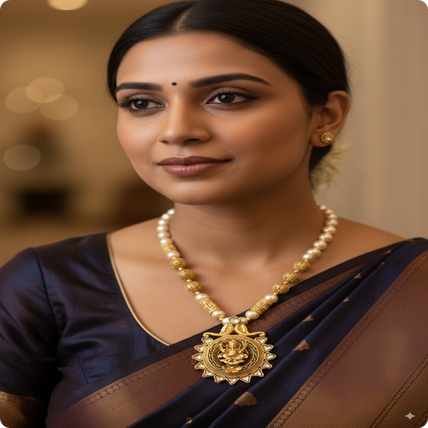 Antique Ganesha with Gold Beads & Pearls | Traditional Ethnic Jewellery by Ashti Jewels