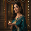 Traditional Ganesha Temple Necklace Set with Kundan Work and Pearl Drops β Red & Green Beads β Ashthi Jewels