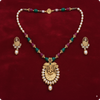Traditional Ganesha Temple Necklace Set with Kundan Work and Pearl Drops β Red & Green Beads β Ashthi Jewels