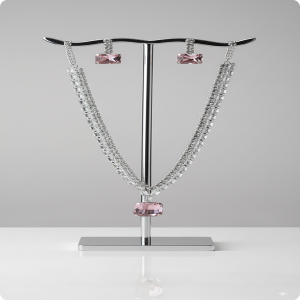 White & Pink AD Stone Jewelry Set | Elegant Casual Wear