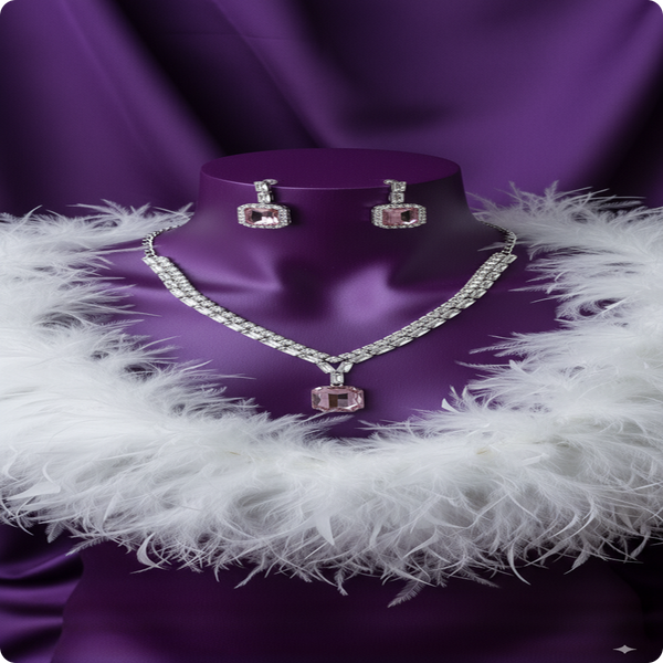 White & Pink AD Stone Jewelry Set | Elegant Casual Wear