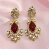 ❤️ Royal Red and White Kundan Chandbali Earrings – Traditional Indian Wedding Jewelry