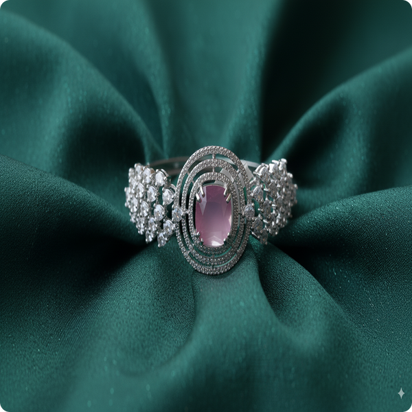 Silver-Plated White ad Pink Stone Bracelet | Elegant Party Wear Jewellery for Women