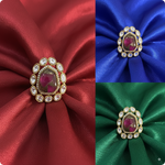 Hexagon Emerald Baby Pink Multi Cocktail Ring | β¨ Gold-Plated Statement Ring with Diamond Halo