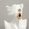 ❤️ Royal Red and White Kundan Chandbali Earrings – Traditional Indian Wedding Jewelry