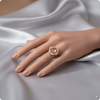 π Hexagon Pink Stone Statement Ring | π Royal Gold-Plated Cocktail Ring with Diamond Halo