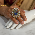 π Royal Multicolor Stone Cocktail Ring | β¨ Oval Gold-Plated Statement Ring with Diamond Halo