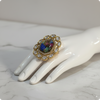 π Royal Multicolor Stone Cocktail Ring | β¨ Oval Gold-Plated Statement Ring with Diamond Halo
