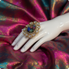π Royal Multicolor Stone Cocktail Ring | β¨ Oval Gold-Plated Statement Ring with Diamond Halo