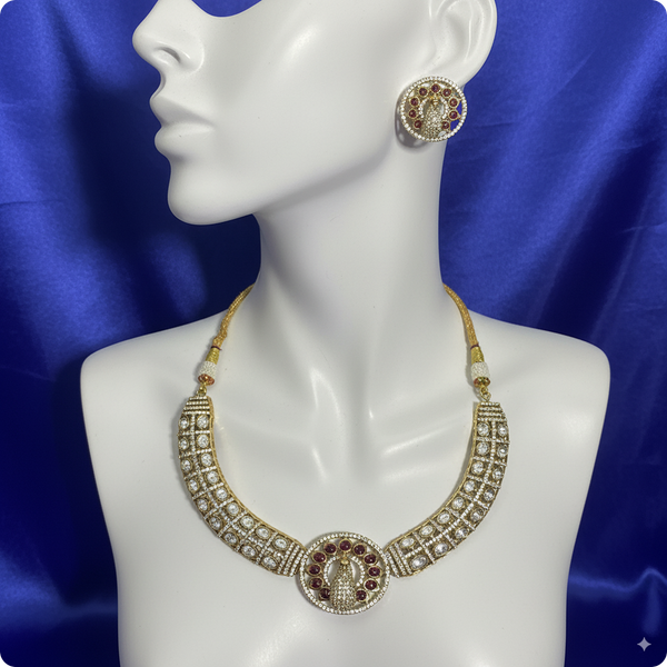 π Antique Gold-Plated Kundan Necklace Set with Earrings β Traditional Indian Bridal Jewelry