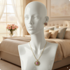 Elegant Pink Stone Pendant Necklace with Earrings – Gold-Plated Traditional Jewelry Set