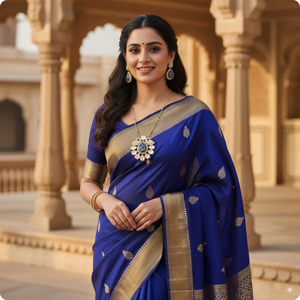 π Royal Blue Stone Kundan Necklace Set with Matching Earrings β Traditional Indian Jewelry
