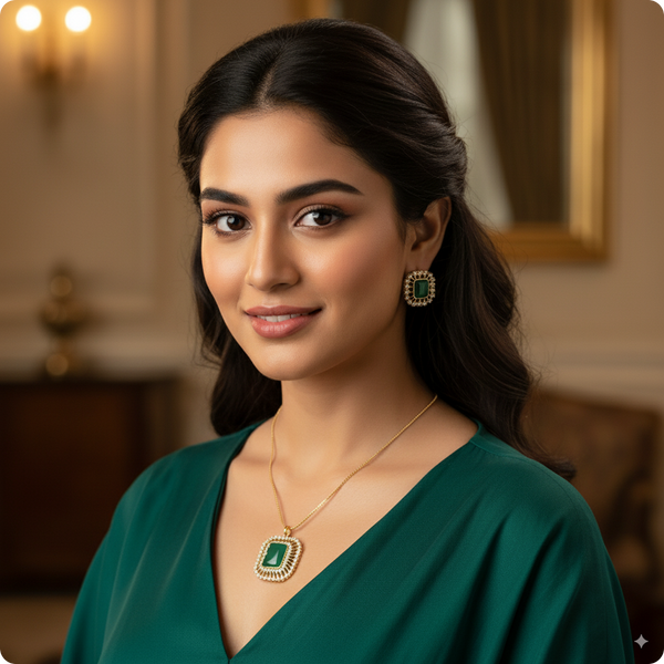 Emerald Green & Gold Regal Jewelry Set | Shop Dazzling Necklaces & Earrings