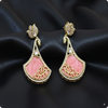 🌸 Pink Designer Drop Earrings with Butterfly Top – Modern Ethnic Fusion Jewelry