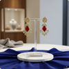 ❤️ Royal Red and White Kundan Chandbali Earrings – Traditional Indian Wedding Jewelry