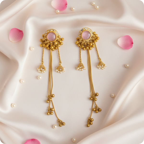 Blush Aura Gold Jhumka Dangler Earrings