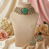 Choker Necklace Set with Mint Green Stone