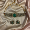 Choker Necklace Set with Mint Green Stone