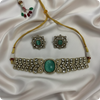 Choker Necklace Set with Mint Green Stone