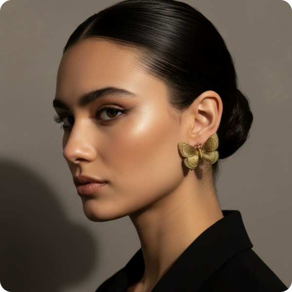 Golden Luxe Butterfly Stud Earrings