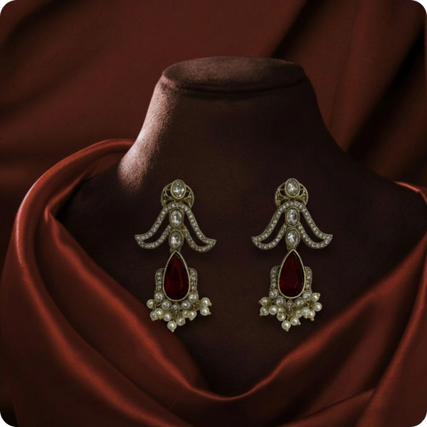 Royal Ruby Drop Kundan Luxury Earrings