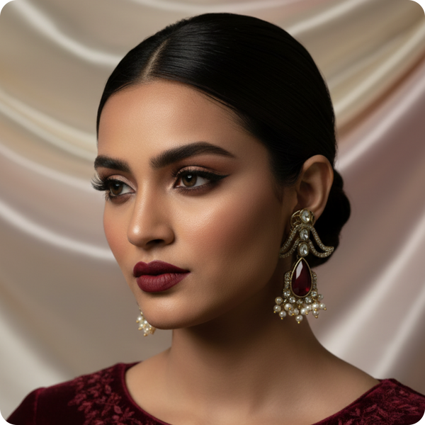 Royal Ruby Drop Kundan Luxury Earrings