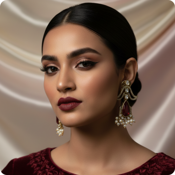 Royal Ruby Drop Kundan Luxury Earrings