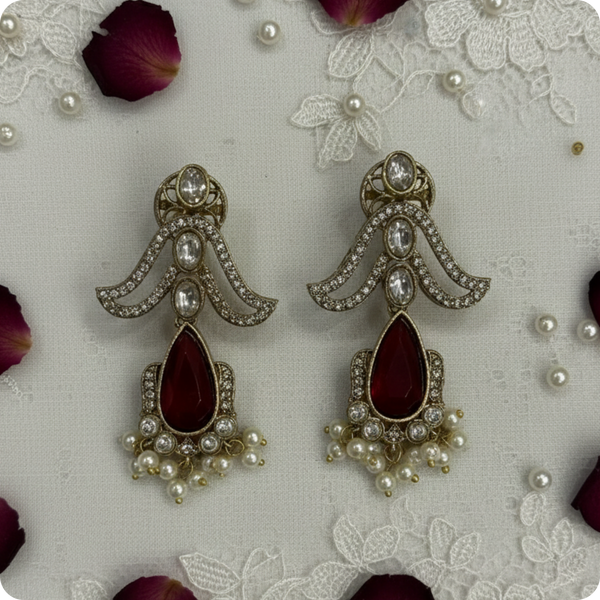 Royal Ruby Drop Kundan Luxury Earrings