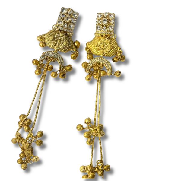 Majestic Golden Temple Tassel Earrings