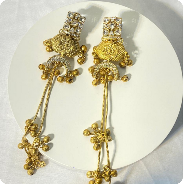 Majestic Golden Temple Tassel Earrings