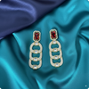 💎 Ruby Red Chain-Link Dangler Earrings – Elegant Party & Evening Jewelry