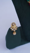 Traditional Ganesha Temple Necklace Set with Kundan Work and Pearl Drops – Red & Green Beads – Ashthi Jewels