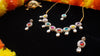 Multicolor Oval Stone Necklace Set – Kundan Style with Drop Beads