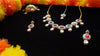 Multicolor Oval Stone Necklace Set – Kundan Style with Drop Beads