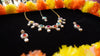 Multicolor Oval Stone Necklace Set – Kundan Style with Drop Beads