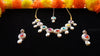Multicolor Oval Stone Necklace Set – Kundan Style with Drop Beads