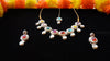 Multicolor Oval Stone Necklace Set – Kundan Style with Drop Beads