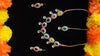 Multicolor Oval Stone Necklace Set – Kundan Style with Drop Beads