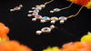 Multicolor Oval Stone Necklace Set – Kundan Style with Drop Beads