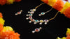 Multicolor Oval Stone Necklace Set – Kundan Style with Drop Beads