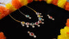 Multicolor Oval Stone Necklace Set – Kundan Style with Drop Beads