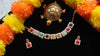 Multicolor Square Stone Necklace Set – Handmade Boho Style with Pearl Border