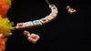 Multicolor Square Stone Necklace Set – Handmade Boho Style with Pearl Border