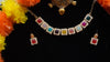 Multicolor Square Stone Necklace Set – Handmade Boho Style with Pearl Border