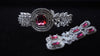 Silver-Plated Red Stone Bracelet & Earring Combo Set | Elegant Party Wear Jewellery for Women